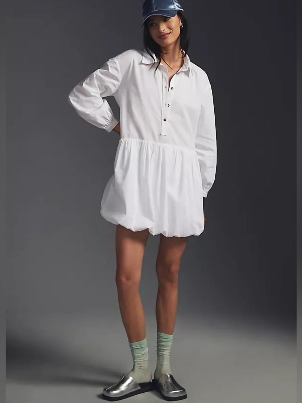🌻Maeve White A Line Mini Dress Cuffed Sleeve Short Sleeve Minimalist Size S $140